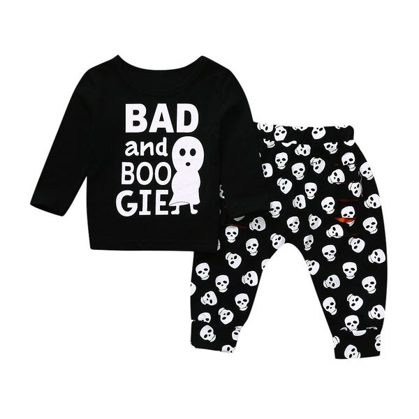 baby halloween suit long-sleeved ghost letter pattern t-shirt + cartoon skull print closed foot hole pants 2pcs, White
baby halloween suit long-sleeved ghost letter pattern t-shirt + cartoon skull print closed foot hole pants 2pcs, White