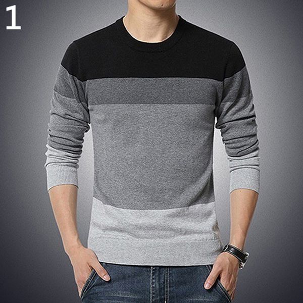 men fashion autumn casual o-neck striped slim fit knitting sweater pullover, White;black
men fashion autumn casual o-neck striped slim fit knitting sweater pullover, White;black