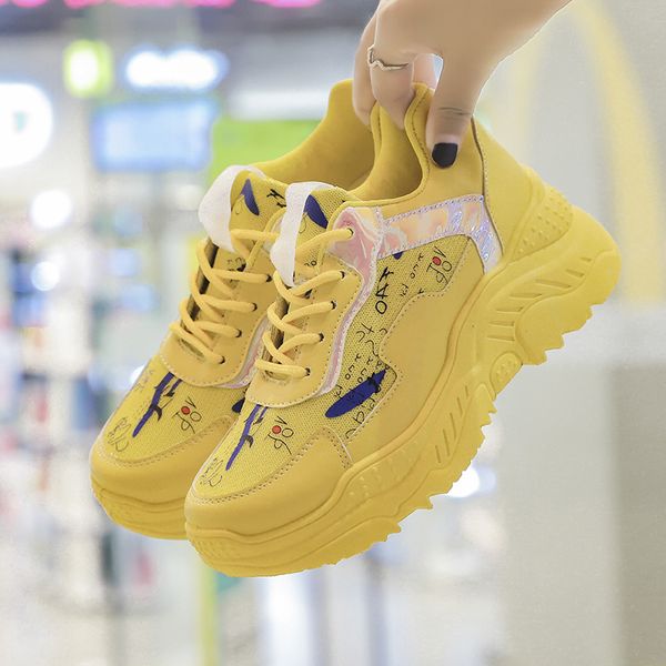 women chunky sneakers 2019 fashion platform sneakers female wedges casual shoes for woman basket yellow shoes zapatillas mujer, Black
women chunky sneakers 2019 fashion platform sneakers female wedges casual shoes for woman basket yellow shoes zapatillas mujer, Black