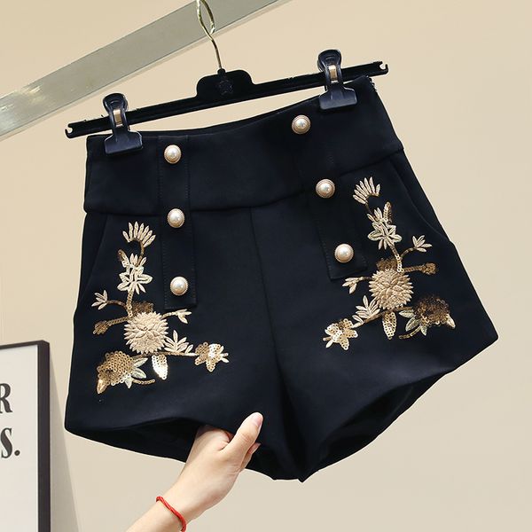 deat 2020 spring high waist double breasted buttons black embroidery casual shorts women mh488, White;black
deat 2020 spring high waist double breasted buttons black embroidery casual shorts women mh488, White;black