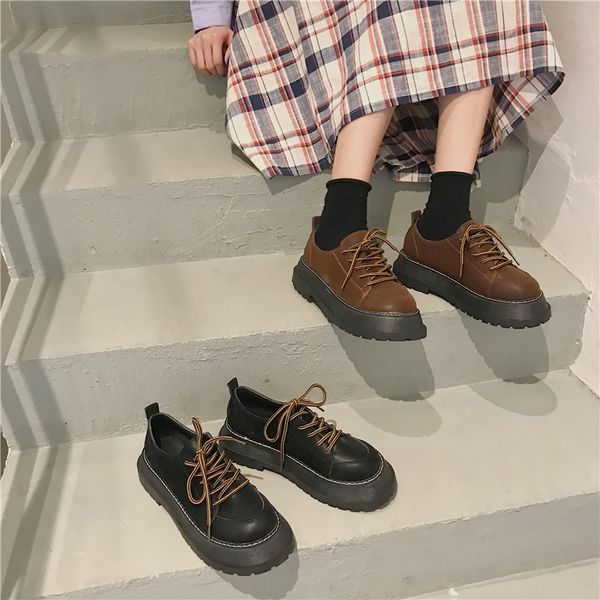 japanese new fashion thick-soled lace small shoes trend british style simple casual single shoes women's hot, Black
japanese new fashion thick-soled lace small shoes trend british style simple casual single shoes women's hot, Black