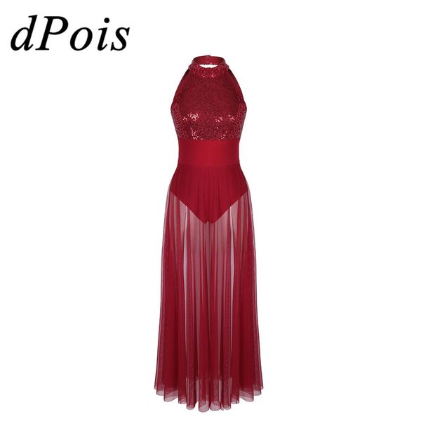 dpois women adults halter neck shiny sequins mesh ballet dance lyrical stage performance dance wear with built-in leotard dress, Black;red
dpois women adults halter neck shiny sequins mesh ballet dance lyrical stage performance dance wear with built-in leotard dress, Black;red
