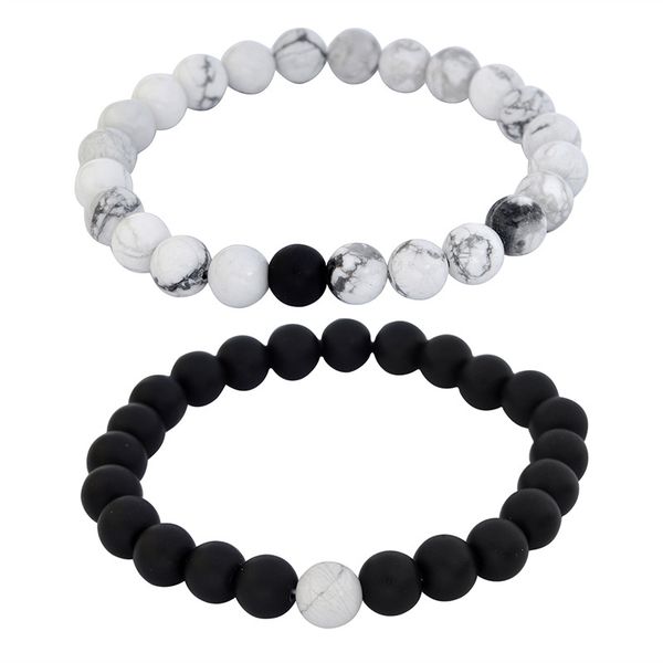 2pcs/lot couples distance relationship bracelet natural stone white and black beaded bracelets for men women friend gift
2pcs/lot couples distance relationship bracelet natural stone white and black beaded bracelets for men women friend gift