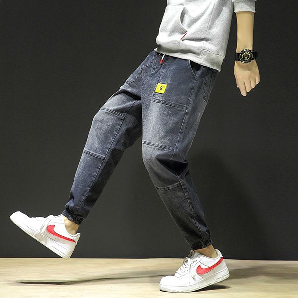 fashion streetwear men jeans loose fit vintage harem pants multi pockets denim cargo pants slack bottom hip hop jogger jeans men, Blue
fashion streetwear men jeans loose fit vintage harem pants multi pockets denim cargo pants slack bottom hip hop jogger jeans men, Blue