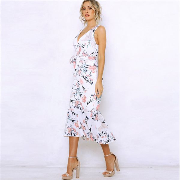 Womens Summer Ruffled Flower Printed Dresses Sleeveless V Neck Fenale Clothing Fashion Beach Style Casual Apparel
Womens Summer Ruffled Flower Printed Dresses Sleeveless V Neck Fenale Clothing Fashion Beach Style Casual Apparel