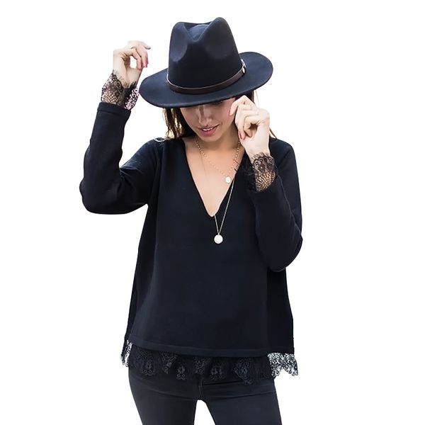 sweters women invierno fashion lace stitching long sleeve black shirt women v-neck sueter feminino long sleeve sweater, White;black
sweters women invierno fashion lace stitching long sleeve black shirt women v-neck sueter feminino long sleeve sweater, White;black