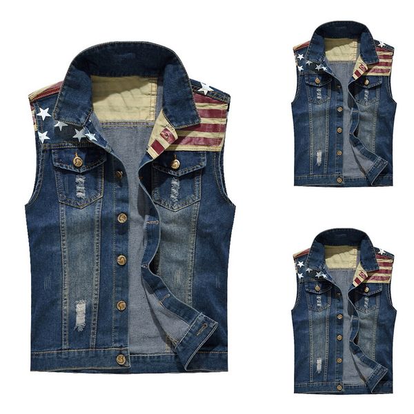 2019 new design man denim vest trend national flag pattern jeans waistcoat men plus size 5xl denim vest sleeveless jeans jacket, Black;white
2019 new design man denim vest trend national flag pattern jeans waistcoat men plus size 5xl denim vest sleeveless jeans jacket, Black;white
