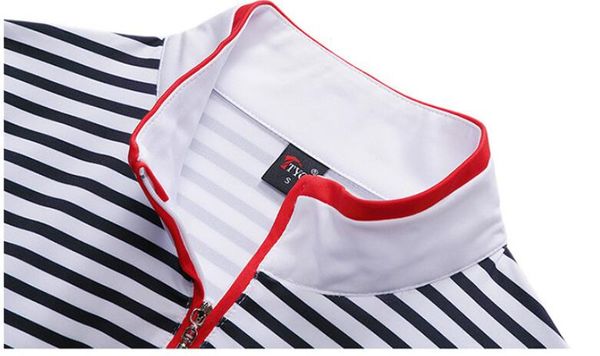 2019 new summer golf apparel striped ladies short-sleeved zipper collar golf t-shirt breathable and quick-drying sportswear
2019 new summer golf apparel striped ladies short-sleeved zipper collar golf t-shirt breathable and quick-drying sportswear