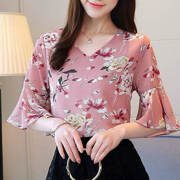 women's blouses & shirts spring summer style chiffon shirt elegant printed ruffles half sleeve v-neck korean loose dd8503, White
women's blouses & shirts spring summer style chiffon shirt elegant printed ruffles half sleeve v-neck korean loose dd8503, White