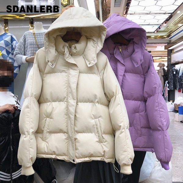 women's short cotton jacket winter jacket hooded coat loose bf student bread solid color parka manteau femme hiver, Black
women's short cotton jacket winter jacket hooded coat loose bf student bread solid color parka manteau femme hiver, Black