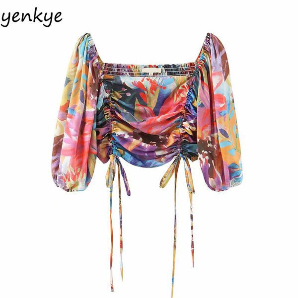 multicolor vintage print crop women square neck lantern sleeve drawstring elastic summer female holiday chiffon, White
multicolor vintage print crop women square neck lantern sleeve drawstring elastic summer female holiday chiffon, White