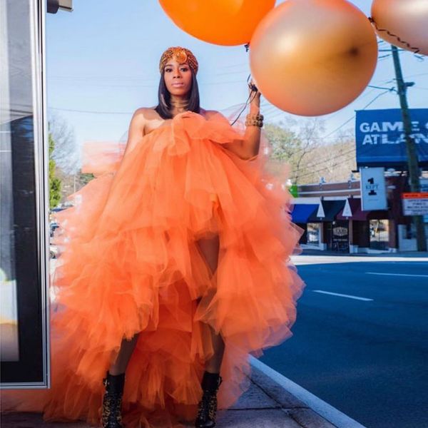 african orange tutu prom dresses strapless tiered tulle high low dresses evening wear puffy yong girls cocktail dress ball gowns, Black
african orange tutu prom dresses strapless tiered tulle high low dresses evening wear puffy yong girls cocktail dress ball gowns, Black