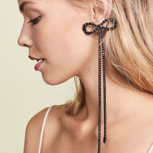 bow black white color rhinestone long chain dangle earring multi layer fashion bohemian collection drop earrings women jewelry, Silver
bow black white color rhinestone long chain dangle earring multi layer fashion bohemian collection drop earrings women jewelry, Silver