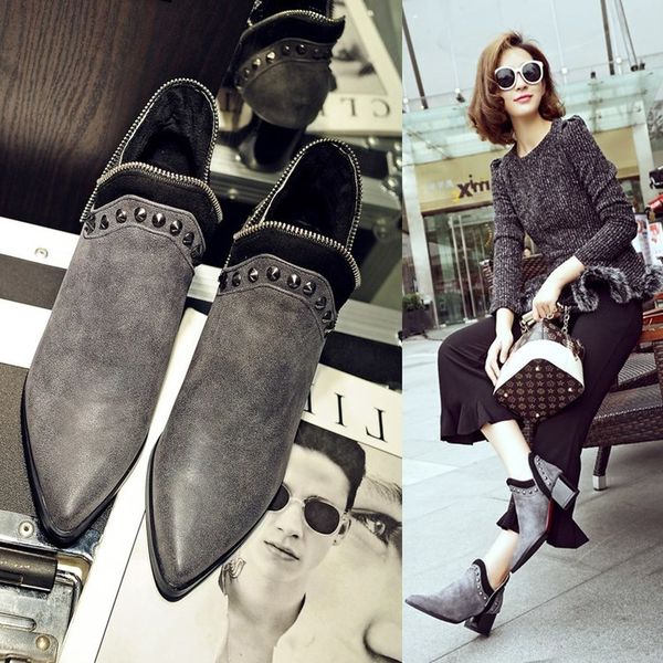 lzj british style rivet ankle boots for women fashion low heel shoes women motorcycle boots spring autumn, Black
lzj british style rivet ankle boots for women fashion low heel shoes women motorcycle boots spring autumn, Black