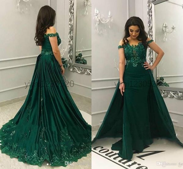 arabic elegant dark green mermaid evening dresses with overskirt off shoulder sweep train appliques beads long formal evening party gowns, Black;red
arabic elegant dark green mermaid evening dresses with overskirt off shoulder sweep train appliques beads long formal evening party gowns, Black;red