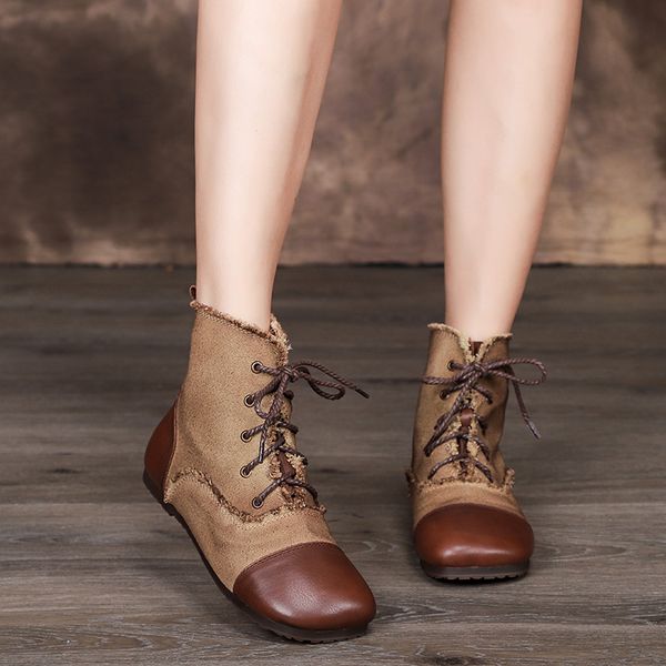 2019 autumn winter new lace up short flat boots shoes women cowhide leather retro national style comfortable ankle boots, Black
2019 autumn winter new lace up short flat boots shoes women cowhide leather retro national style comfortable ankle boots, Black