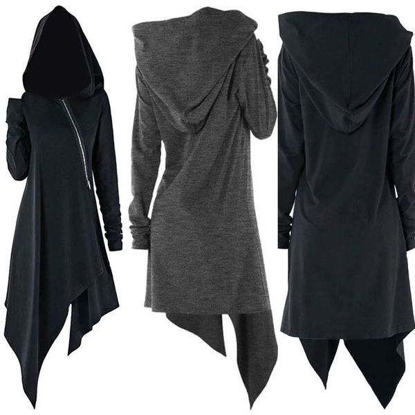 women hooded jackets female 2019 autumn winter new fashion solid color long sleeve irregular hem coat hh88, Black
women hooded jackets female 2019 autumn winter new fashion solid color long sleeve irregular hem coat hh88, Black