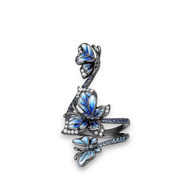 three butterfly enamel black gold color ring for women elegant butterfly wedding ring blue crystal zircon party jewelry, Slivery;golden
three butterfly enamel black gold color ring for women elegant butterfly wedding ring blue crystal zircon party jewelry, Slivery;golden