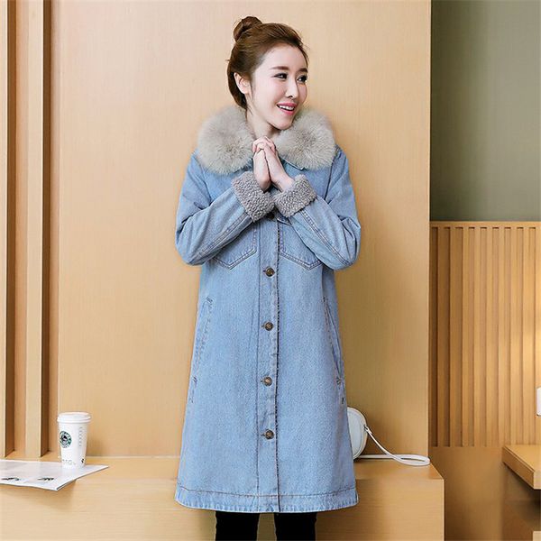 winter women denim cotton jacket 2018 new fur thick female outerwear mid-long large size single-breasted ladies coat cw248, Black
winter women denim cotton jacket 2018 new fur thick female outerwear mid-long large size single-breasted ladies coat cw248, Black