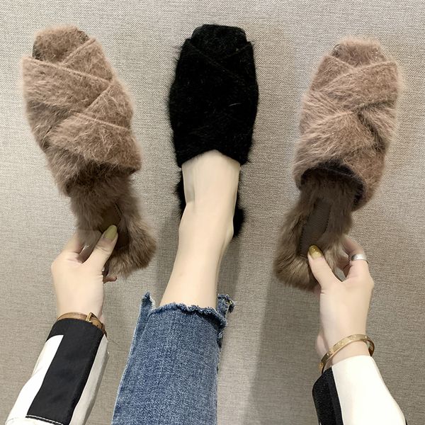 low slippers fur cover toe women shoes 2019 luxury slides plush new soft flat designer autumn with fur fabric rome basic, Black
low slippers fur cover toe women shoes 2019 luxury slides plush new soft flat designer autumn with fur fabric rome basic, Black