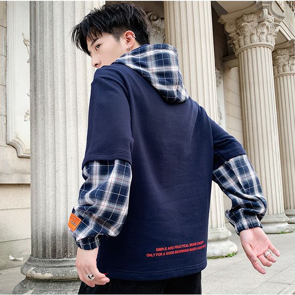men mens teenager fashion grid long sleeve fake two pieces jumper sweatshirt hooded o-neck loose fit pullover 2 colors b102293z, Black
men mens teenager fashion grid long sleeve fake two pieces jumper sweatshirt hooded o-neck loose fit pullover 2 colors b102293z, Black