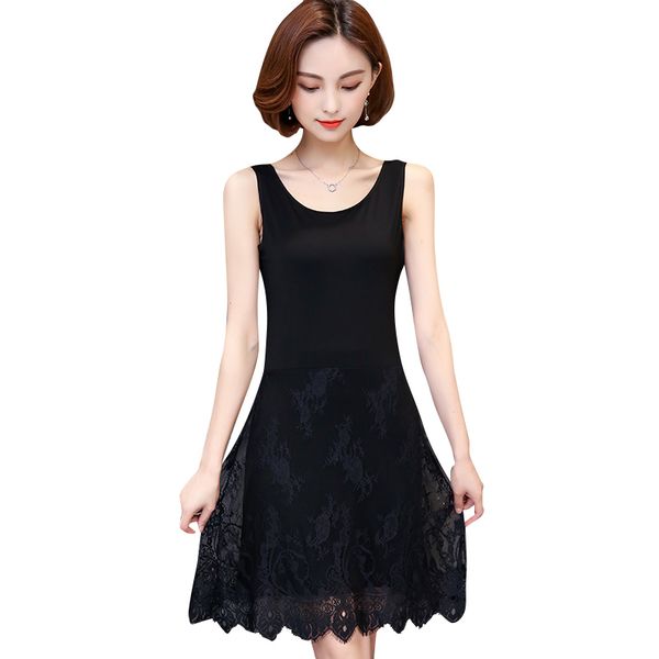 4xl plus size full slip women 2017 spring and summer modal sleeveless medium long tank dress lim lace slip, Black;red
4xl plus size full slip women 2017 spring and summer modal sleeveless medium long tank dress lim lace slip, Black;red