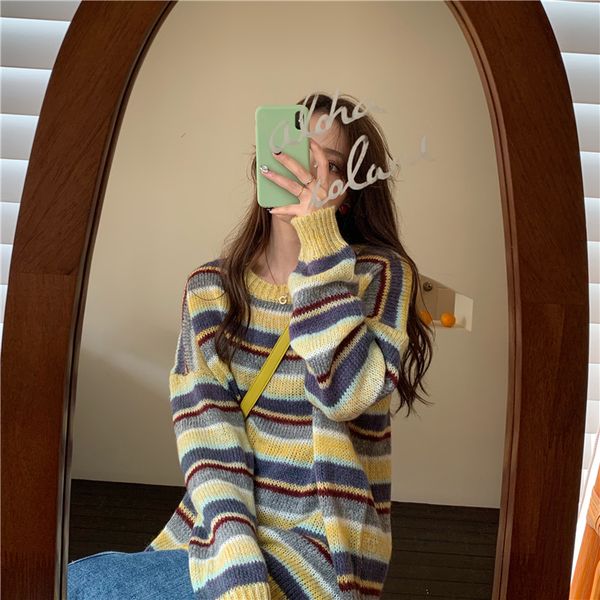 women's sweaters winter women fashion streetwear female loose striped pullovers autumn korean chic harajuku knitted jumpers cashmere to, White;black
women's sweaters winter women fashion streetwear female loose striped pullovers autumn korean chic harajuku knitted jumpers cashmere to, White;black