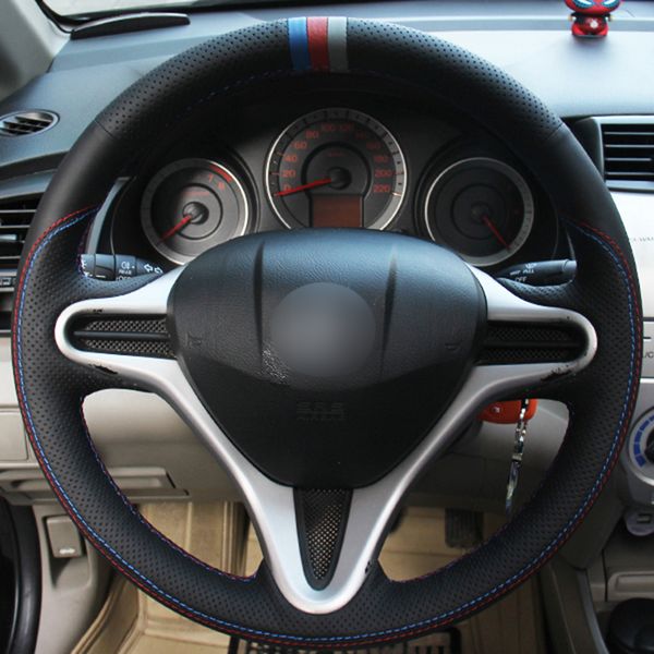 diy hand sewing black genuine leather blue red gray marker car steering wheel cover for honda fit 2009-2013 city
diy hand sewing black genuine leather blue red gray marker car steering wheel cover for honda fit 2009-2013 city
