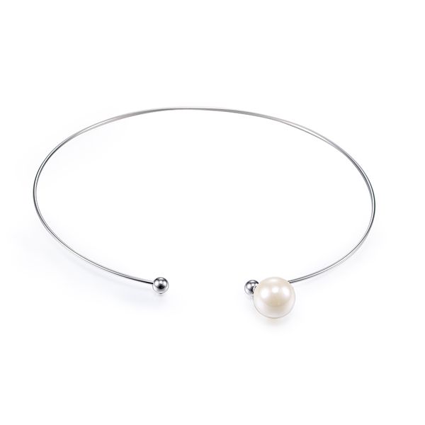 wholesale fashion stainless steel jewelry torques necklace with pearl for woman n03131, Silver
wholesale fashion stainless steel jewelry torques necklace with pearl for woman n03131, Silver