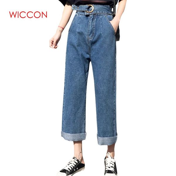 2019 spring new retro wide-leg jeans high waist fashion female slim solid loose straight casual trousers, Blue
2019 spring new retro wide-leg jeans high waist fashion female slim solid loose straight casual trousers, Blue