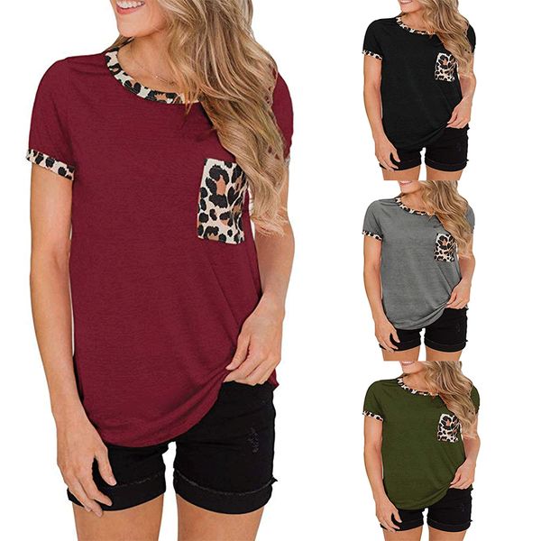 women's ladies female leisure casual leopard printing splice short sleeved round neck t-shirt shirts, White
women's ladies female leisure casual leopard printing splice short sleeved round neck t-shirt shirts, White