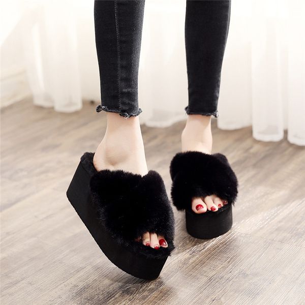 new ladies fluffy fur slippers casual cross furry soft indoor slides thick platform sponge cake flip flops plush shoes #4, Black
new ladies fluffy fur slippers casual cross furry soft indoor slides thick platform sponge cake flip flops plush shoes #4, Black