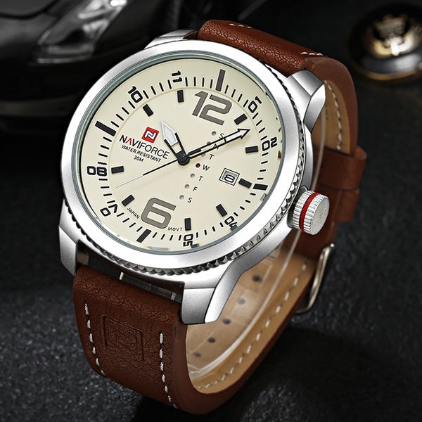 2019 Luxury Brand Naviforce Date Quartz Watch Men Casual Military Sports Watches Leather Wristwatch Male Relogio Masculino Clock Ly191216