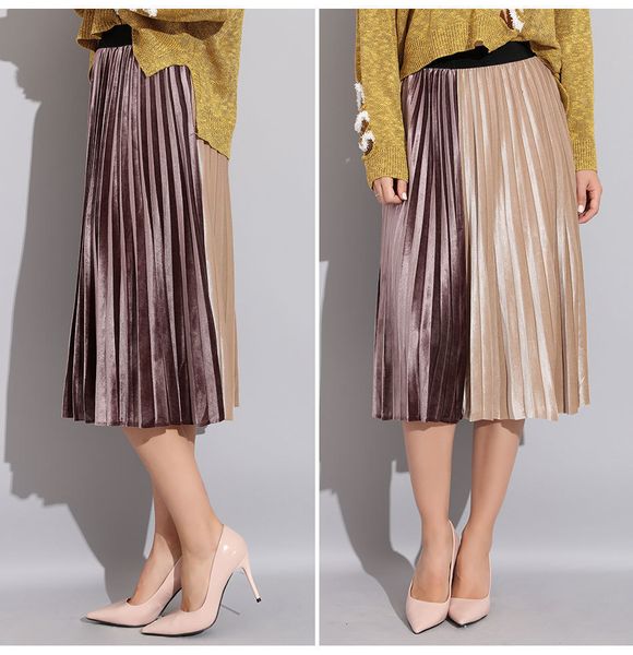 womens skirt pleated plaid velvet spring autumn 2019 high waist patchwork skirts for women velvet pleated a line midi skirt, Black
womens skirt pleated plaid velvet spring autumn 2019 high waist patchwork skirts for women velvet pleated a line midi skirt, Black