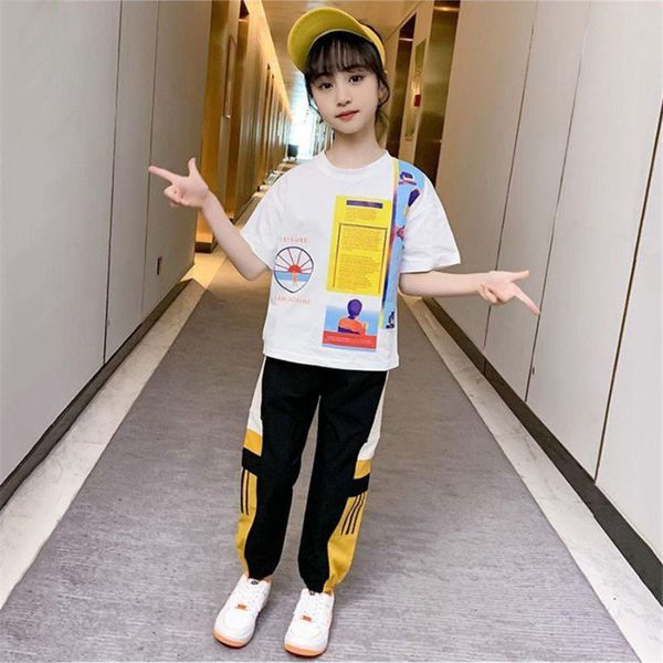 summer children's sports sets 2020 new big girls short-sleeved t-shirt + cropped pants 2pcs fashion printing stitching webbing, White
summer children's sports sets 2020 new big girls short-sleeved t-shirt + cropped pants 2pcs fashion printing stitching webbing, White