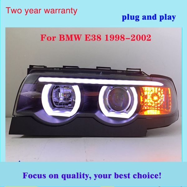 

car styling for e38 headlights 1998-2002 e38 led headlight drl bi xenon lens high low beam parking hid fog lamp