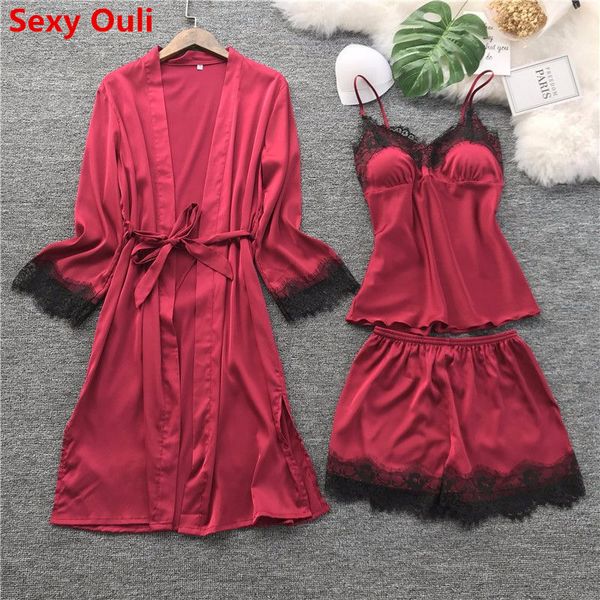 satins silk pajamas sets women korea robes 3-piece suits women spaghetti straps sleep indoor 3 piece set sleepwear, Blue;gray
satins silk pajamas sets women korea robes 3-piece suits women spaghetti straps sleep indoor 3 piece set sleepwear, Blue;gray
