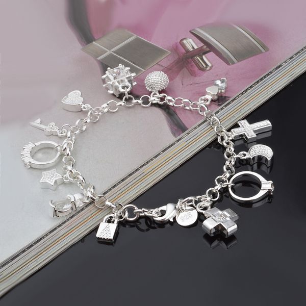 13 pendants bracelet jewelry 925 sterling silver color korean charms bracelets for women fashion bracelets & bangles jewelry, Golden;silver
13 pendants bracelet jewelry 925 sterling silver color korean charms bracelets for women fashion bracelets & bangles jewelry, Golden;silver