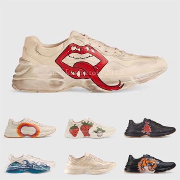 men women paris casual dad shoes sneakers rhyton platform shoes sports strawberry mouth embroidery trainers sneakers, Black
men women paris casual dad shoes sneakers rhyton platform shoes sports strawberry mouth embroidery trainers sneakers, Black