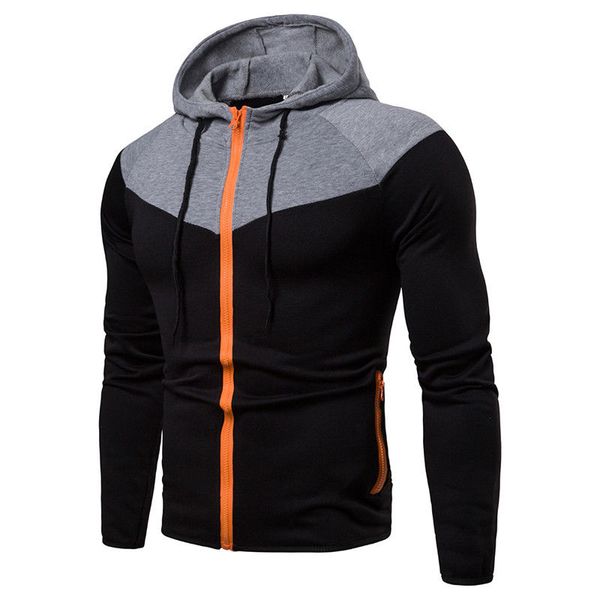 2018 new style fashion men's winter hoodie warm hooded sweatshirt patchwork zipper with hat outwear, Black
2018 new style fashion men's winter hoodie warm hooded sweatshirt patchwork zipper with hat outwear, Black