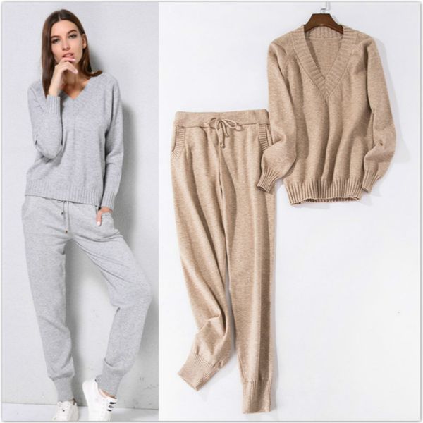 two piece dress autumn winter women outfits knitted sweaters pants 2pcs track suits elastic waist sports casual suit, White
two piece dress autumn winter women outfits knitted sweaters pants 2pcs track suits elastic waist sports casual suit, White