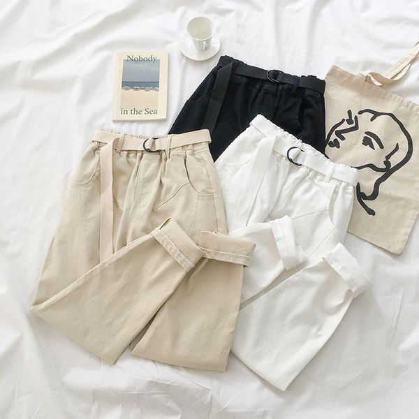 safari style denim long pant women casual high waist straight with sashes trousers female white black loose bottoms, Blue
safari style denim long pant women casual high waist straight with sashes trousers female white black loose bottoms, Blue