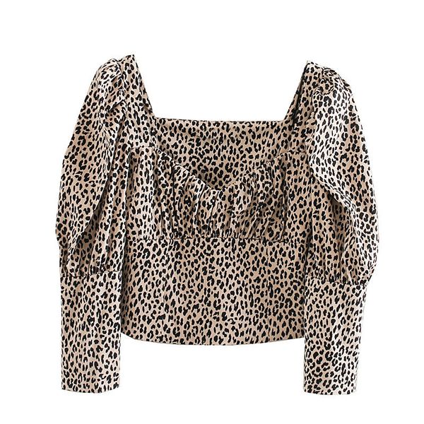 cs663 new 2020 spring puff sleeve leopard print short blouse women's chic v neck wrinkle front cropped, White
cs663 new 2020 spring puff sleeve leopard print short blouse women's chic v neck wrinkle front cropped, White