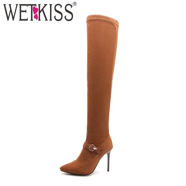 wetkiss high heels women boots pointed toe footwear over the knee female stretch boot winter shoes women 2018 plus size 46, Black
wetkiss high heels women boots pointed toe footwear over the knee female stretch boot winter shoes women 2018 plus size 46, Black