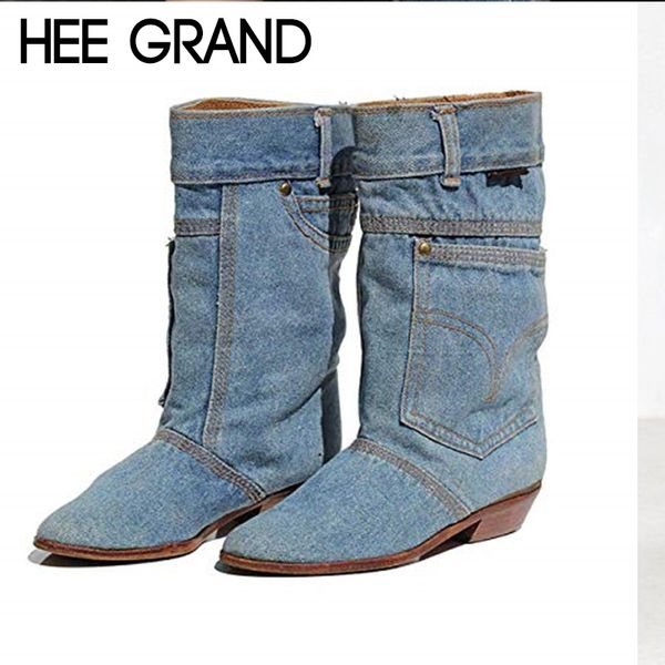 hee grand women fashion boots denim material boots slip-on mid-calf bootie waterproof warm footwear shoes mujer booten xwx7151, Black
hee grand women fashion boots denim material boots slip-on mid-calf bootie waterproof warm footwear shoes mujer booten xwx7151, Black