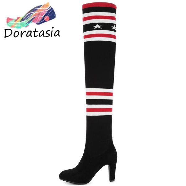 doratasia mixed color elastic slim sock boots ins fashion over the knee boots women 2020 slip on thin heels woman shoes, Black
doratasia mixed color elastic slim sock boots ins fashion over the knee boots women 2020 slip on thin heels woman shoes, Black