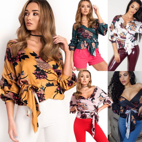 fashion floral print blouse women casual wrap over satin shirt tuxedo ladies kimono bandage camisas mujer, White
fashion floral print blouse women casual wrap over satin shirt tuxedo ladies kimono bandage camisas mujer, White