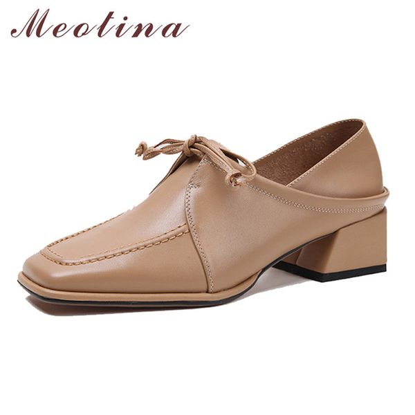 meotina high heels women pumps natural genuine leather thick heel shoes lace up square toe casual shoes ladies autumn size 34-39, Black
meotina high heels women pumps natural genuine leather thick heel shoes lace up square toe casual shoes ladies autumn size 34-39, Black