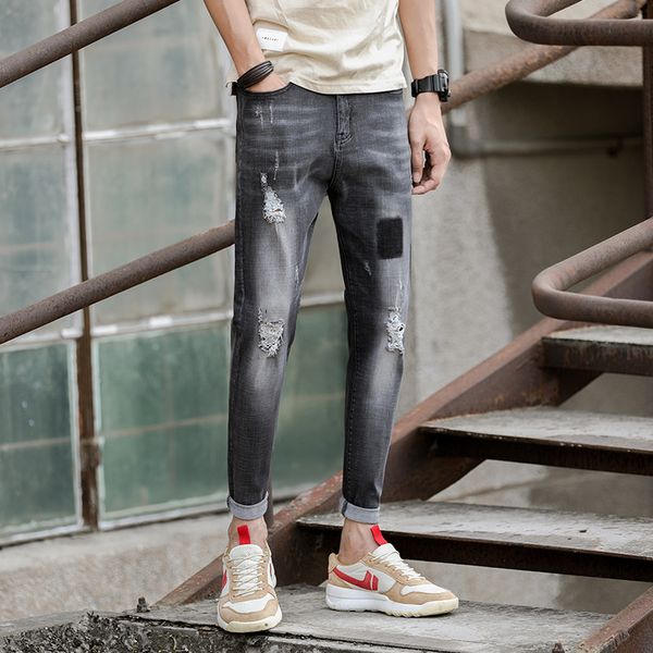 men denim jet black jeans slim men's striped jeans hip hop skinny pencil for men high street patchwork stretch, Blue
men denim jet black jeans slim men's striped jeans hip hop skinny pencil for men high street patchwork stretch, Blue