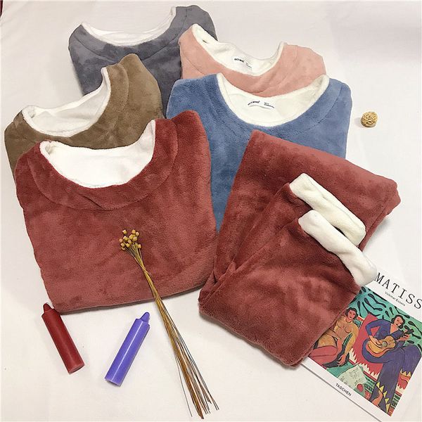 skyyue fashion autumn winter solid color warm long-sleeved women's pajamas two-piece cute casual home clothes, Blue;gray
skyyue fashion autumn winter solid color warm long-sleeved women's pajamas two-piece cute casual home clothes, Blue;gray
